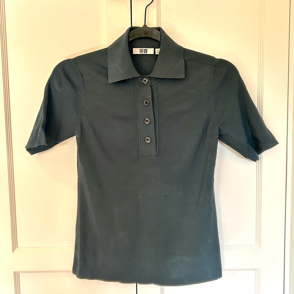 Silky green knit polo